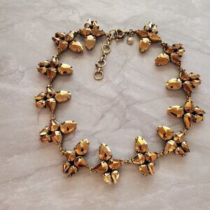 ✨ J.Crew Gold Rhinestone Crystal Cluster Statement Necklace ✨
